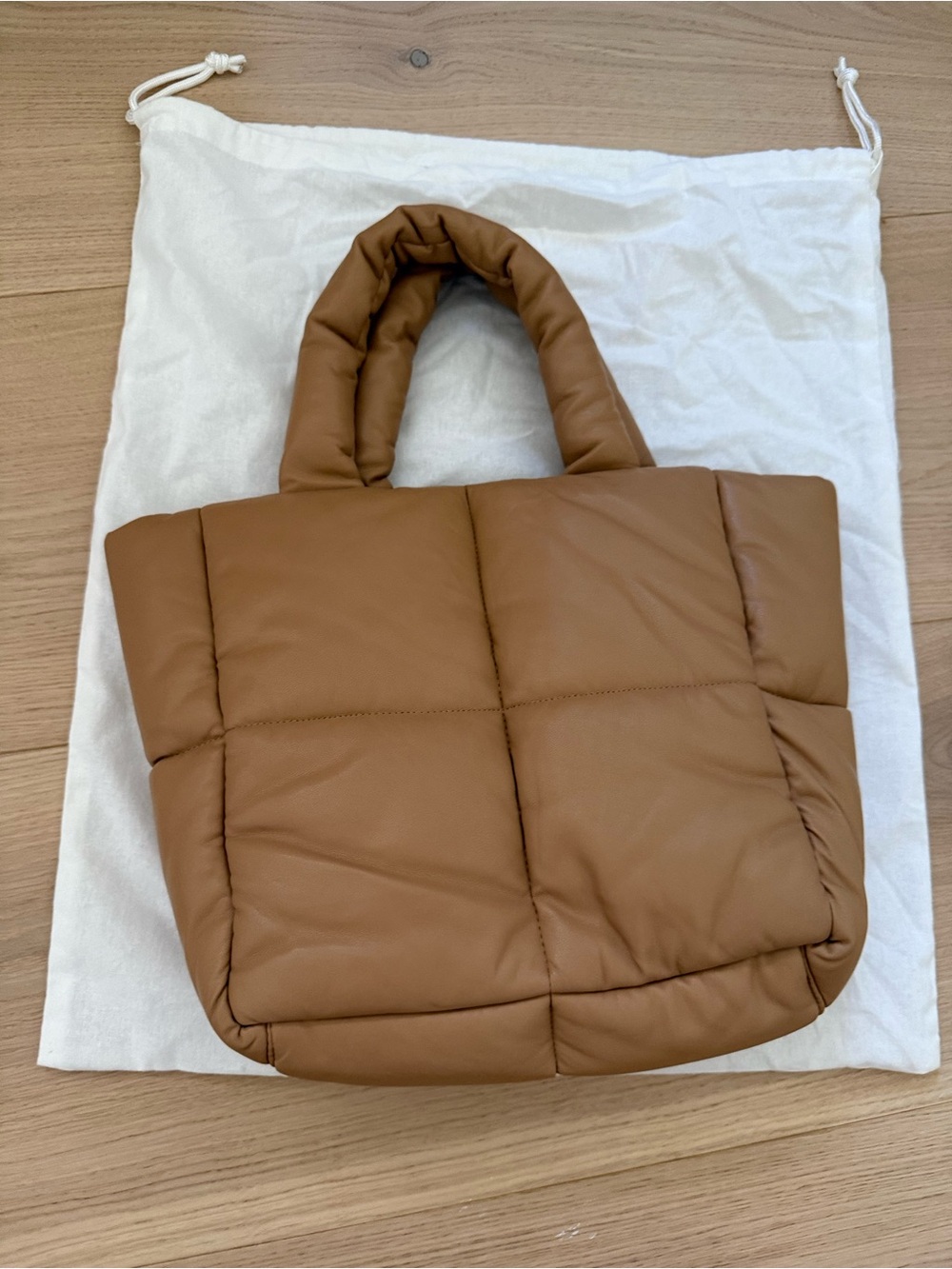 Stand Studio Quilted Puffer Tote Bag in Brown